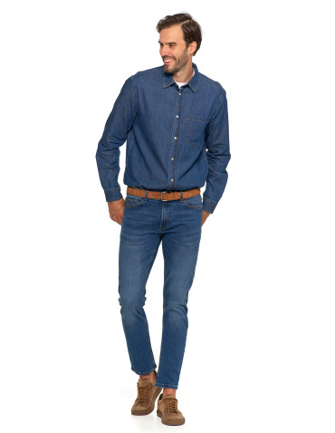 Spodnie - Spodnie jeansowe męskie stylowe GRANATOWY - produkt 9