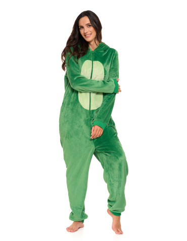 Długi rękaw - Jednoczęściowy kostium onesie dinozaur z kapturem unisex ZIELONY - produkt 12