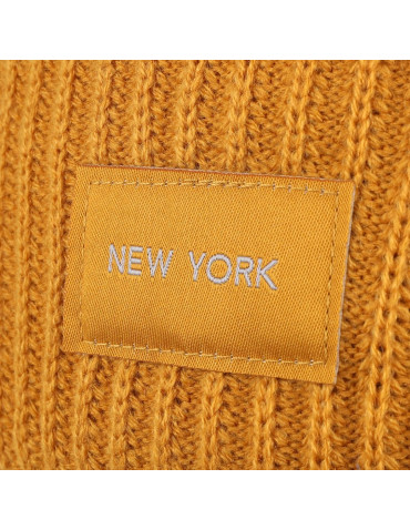 Czapki - Czapka damska typu beanie z naszywką new york ŻÓŁTY - produkt 2