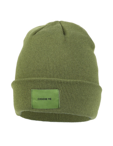 Czapki - Czapka damska beanie klasyczna z napisem ZIELONY - produkt 1
