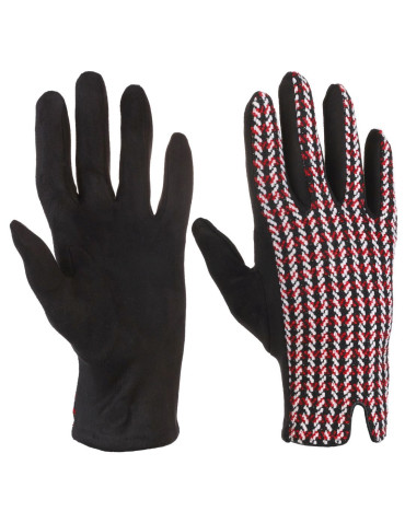 Rękawiczki - Eleganckie rękawiczki damskie w pepitkę CZERWONY - produkt 1