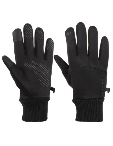 Rękawiczki - Czarne rękawiczki męskie sportowe typu Softshell dotykowe CZARNY - produkt 1