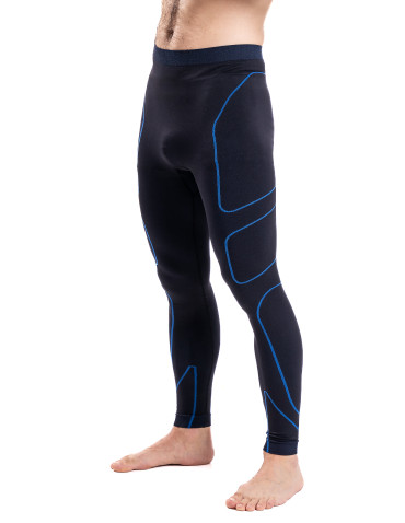 Bielizna termoaktywna - Męskie legginsy bielizna termoaktywna spodnie bezszwowe NIEBIESKI - produkt 3