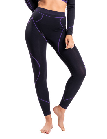 Bielizna termoaktywna - Damskie legginsy termoaktywne bezszwowe FIOLETOWY - produkt 1