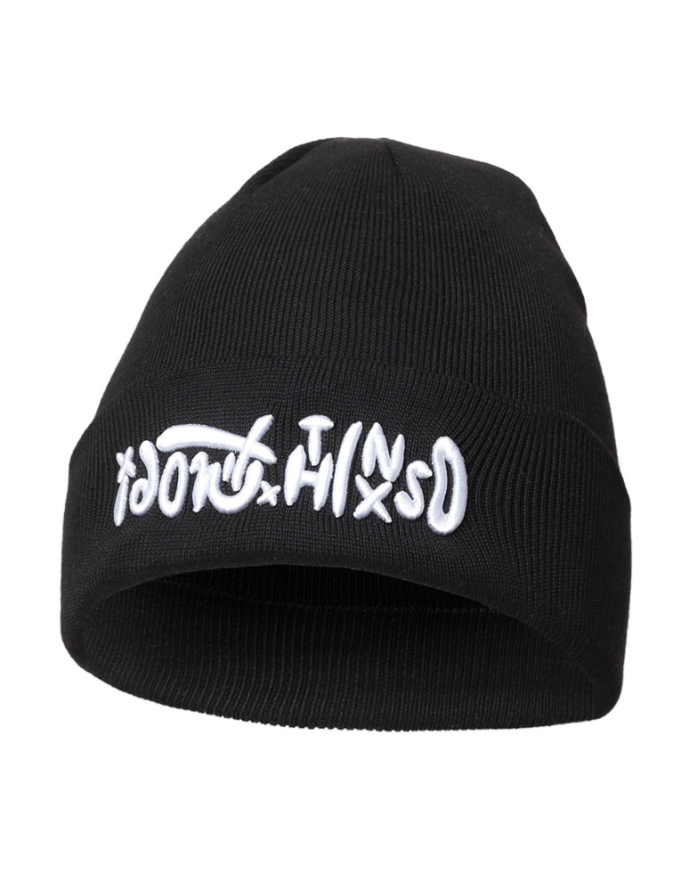 Czapki - Męska czapka zimowa beanie z haftem CZARNY - produkt moraj.pl 1