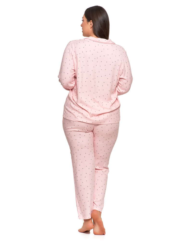 Długi rękaw - Damska piżama z długim rękawem i spodniami wiskoza Plus Size RÓŻOWY - produkt moraj.pl 2
