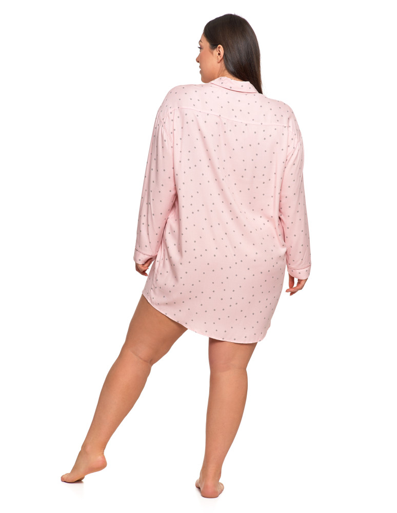 Koszule nocne - Damska koszula nocna wiskozowa w groszki Plus Size RÓŻOWY - produkt moraj.pl 2