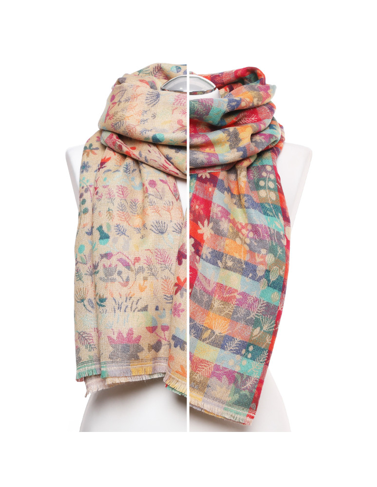 Szale i chusty - Szal damski boho z wiskozy WIELOKOLOROWY - produkt moraj.pl 2