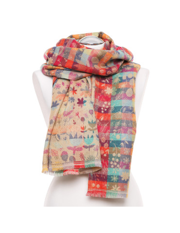 Szale i chusty - Szal damski boho z wiskozy WIELOKOLOROWY - produkt 1