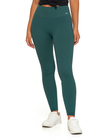 Legginsy - Prążkowane legginsy damskie sportowe z wysokim stanem ZIELONY - produkt 8