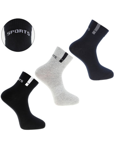 Za kostkę - Skarpety męskie krótkie SPORTS ze ściągaczem 3-pak WIELOKOLOROWY - produkt 2