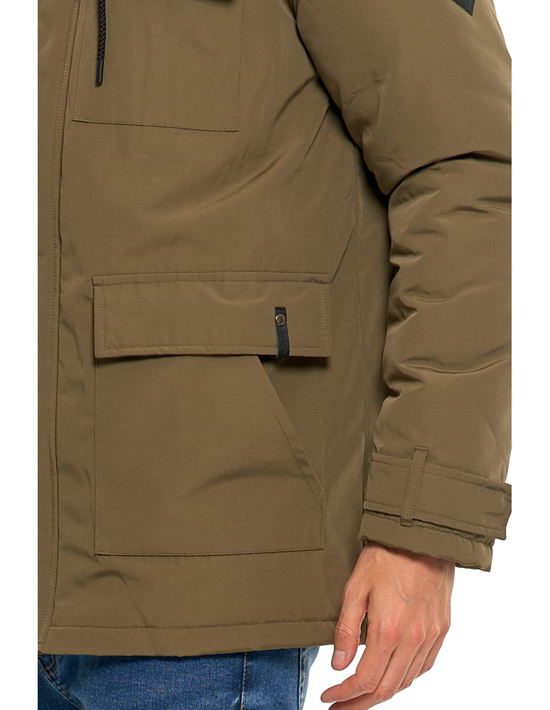 Odzież wierzchnia - Kurtka zimowa męska z kieszeniami cargo KHAKI - produkt moraj.pl 3