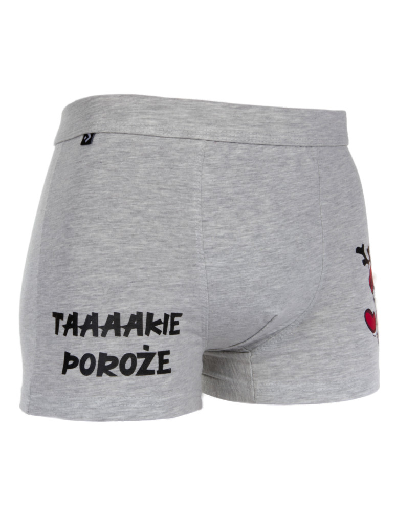 Bielizna - Świąteczne bokserki męskie ze śmiesznym napisem prezent JASNY SZARY - produkt moraj.pl 1