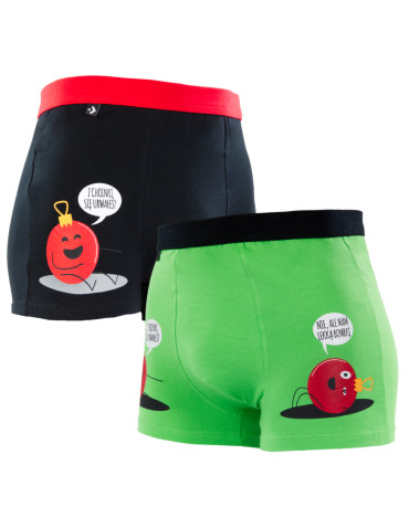 Bokserki dopasowane - Bokserki męskie w śmieszne wzory na święta ZIELONY - produkt 2