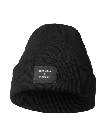 Czapki - Czapka damska beanie klasyczna z napisem CZARNY - produkt 1