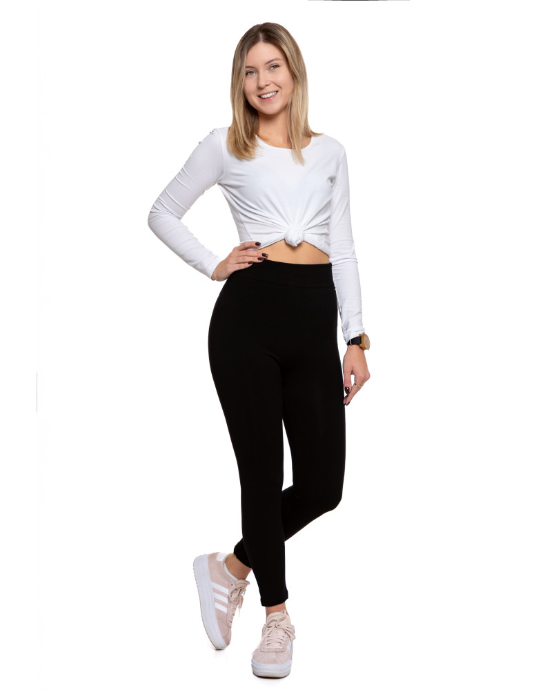 Legginsy - Damskie legginsy ocieplane bezszwowe z wiskozą CZARNY - produkt moraj.pl 1