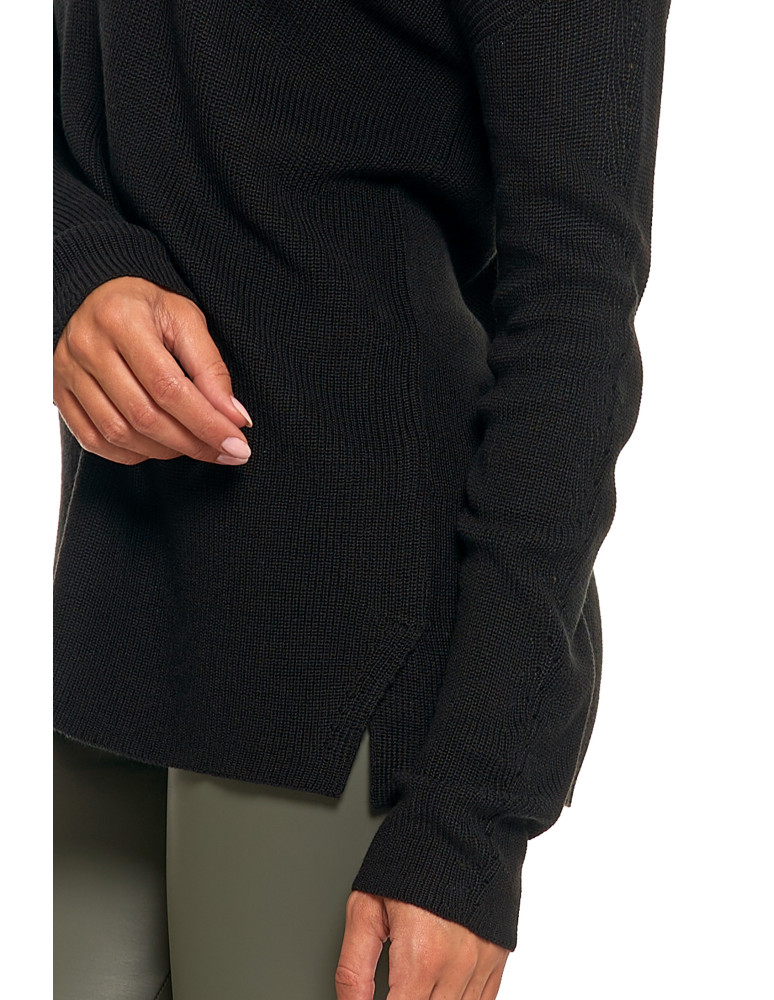 Swetry - Cienki sweter damski dzianinowy z wiskozą CZARNY - produkt moraj.pl 4