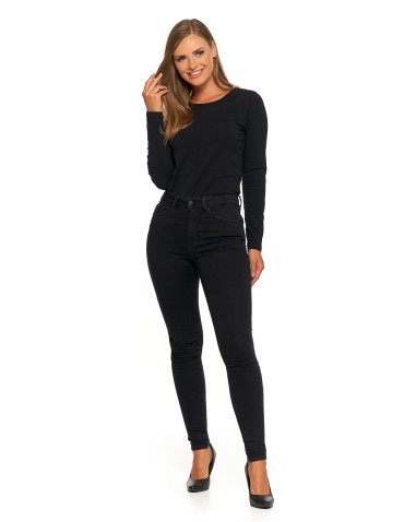 Spodnie - Spodnie damskie skinny z wysokim stanem CZARNY - produkt 12