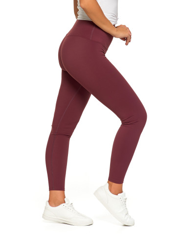 Legginsy - Legginsy damskie sportowe funkcyjne z wysokim stanem BORDOWY - produkt 8