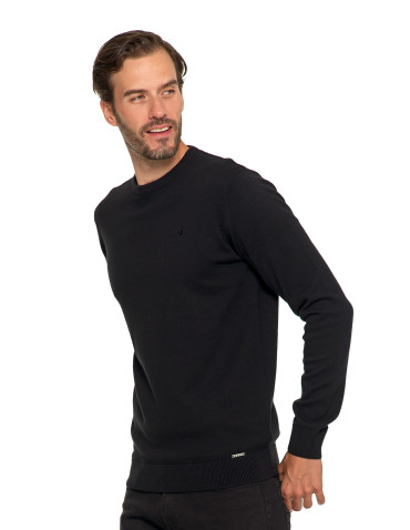 Swetry - Klasyczny sweter męski bawełniany CZARNY - produkt 5