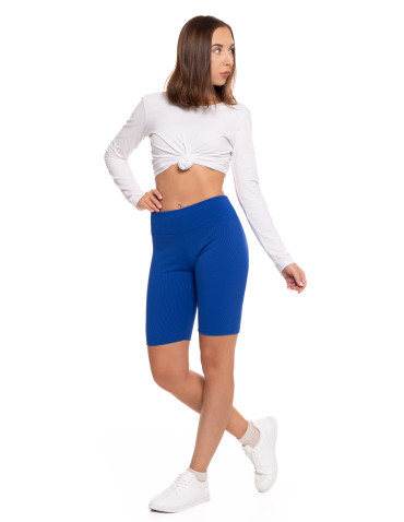 Legginsy - Legginsy kolarki damskie w prążek wysoki stan CIEMNY NIEBIESKI - produkt 7
