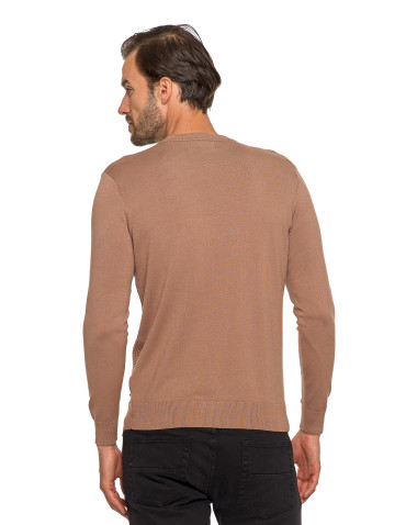 Swetry - Męski sweter klasyczny z wiskozy elegancki MOKKA - produkt 2