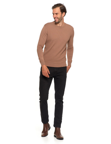 Swetry - Męski sweter klasyczny z wiskozy elegancki MOKKA - produkt 8