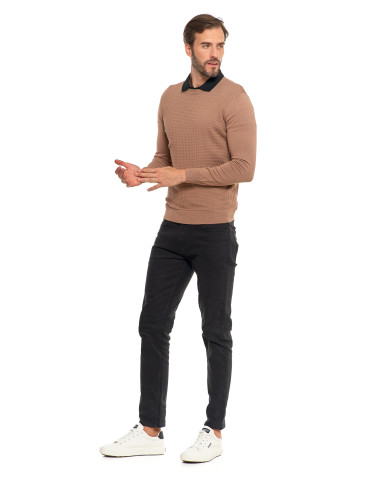Swetry - Męski sweter klasyczny z wiskozy elegancki MOKKA - produkt 11