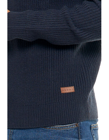 Swetry - Sweter męski klasyczny zapinany ze stójką GRANATOWY - produkt 6