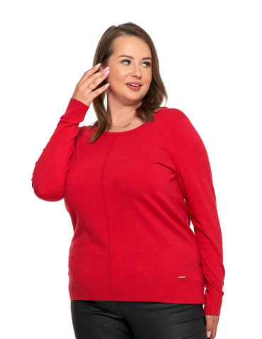Swetry - Sweter damski klasyczny z długim rękawem CZERWONY - produkt 6