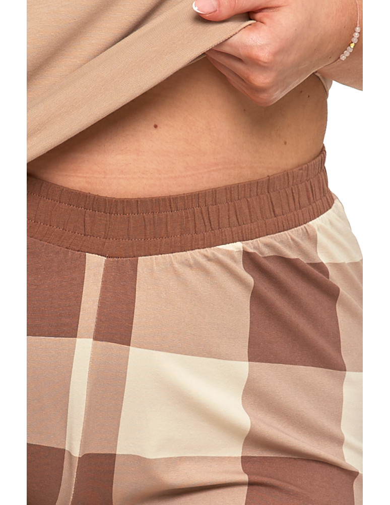 Długi rękaw - Piżama damska Plus Size z rękawem 3/4 i prostymi spodniami BEŻOWY - produkt moraj.pl 4