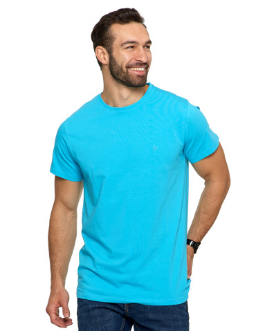 Koszulki, topy, koszule - Koszulka męska T-shirt bawełniana Premium okrągły dekolt TURKUSOWY - produkt 1