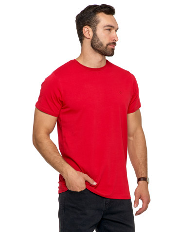 Koszulki, topy, koszule - Koszulka męska T-shirt bawełniana Premium okrągły dekolt CZERWONY - produkt 2