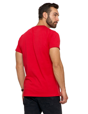 Koszulki, topy, koszule - Koszulka męska T-shirt bawełniana Premium okrągły dekolt CZERWONY - produkt 3