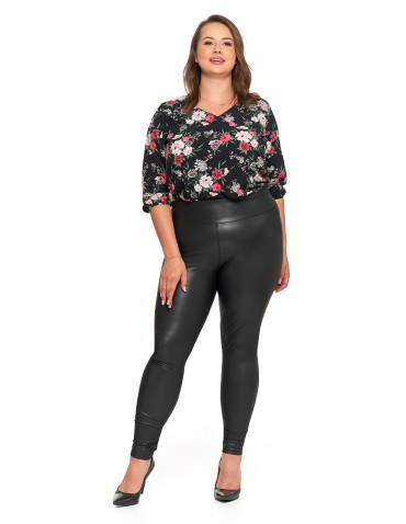Legginsy - Damskie legginsy z eko skóry z wysokim stanem CZARNY - produkt 4