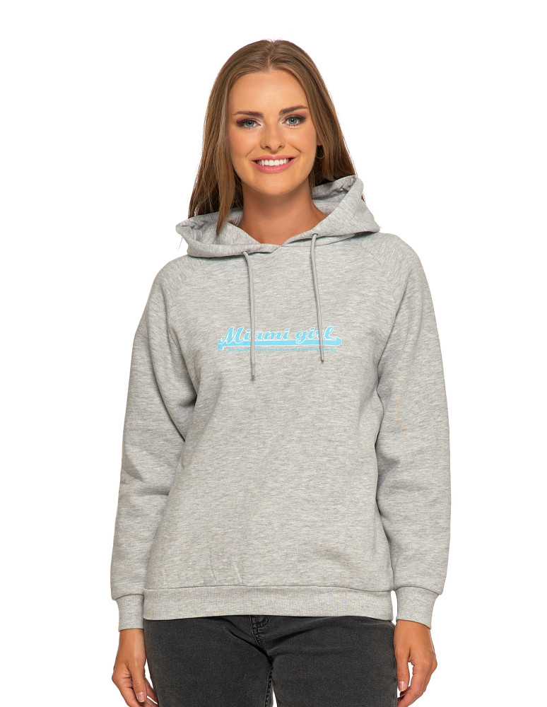Bluzy - Ocieplana bluza dresowa damska z napisem SZARY - produkt moraj.pl 1