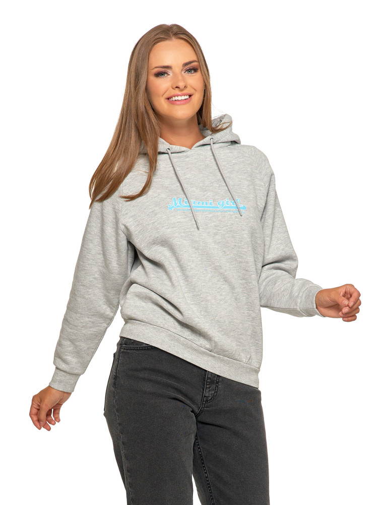 Bluzy - Ocieplana bluza dresowa damska z napisem SZARY - produkt moraj.pl 5