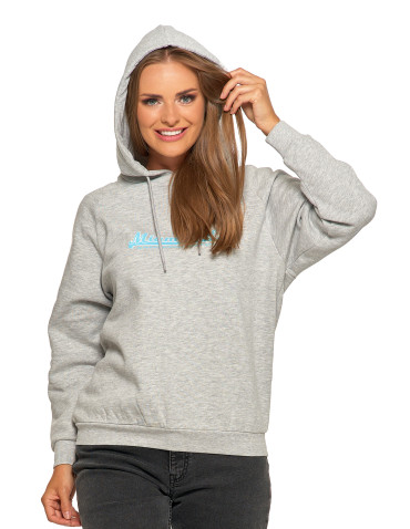 Bluzy - Ocieplana bluza dresowa damska z napisem SZARY - produkt 6