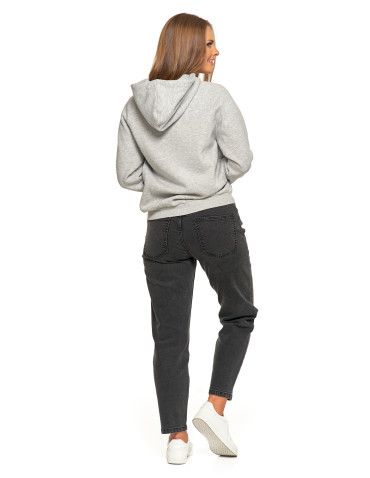 Bluzy - Ocieplana bluza dresowa damska z napisem SZARY - produkt 9