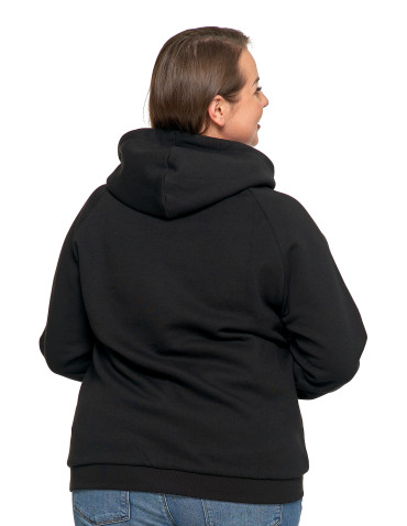 Bluzy - Ocieplana bluza dresowa damska z napisem CZARNY - produkt 13