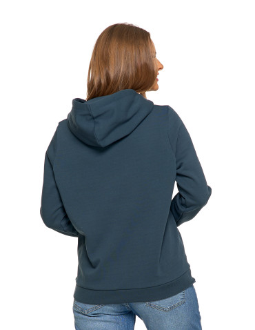 Bluzy - Bluza damska dresowa ocieplana z kapturem GRANATOWY - produkt 2