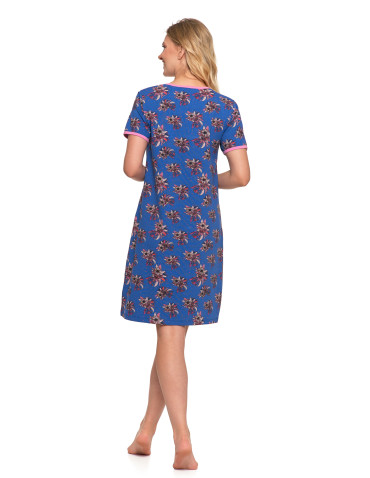 Koszule nocne - Damska piżama koszula nocna krótka kawiatowy wzór Plus Size GRANATOWY - produkt 2