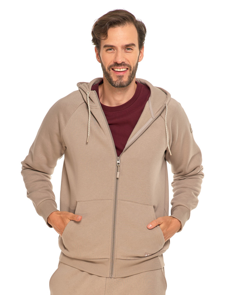 Bluzy - Bluza ocieplana męska dresowa rozpinana z kapturem BEŻOWY - produkt moraj.pl 1