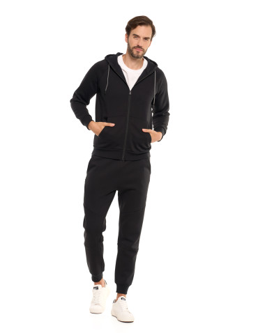 Bluzy - Bluza ocieplana męska dresowa rozpinana z kapturem CZARNY - produkt 10