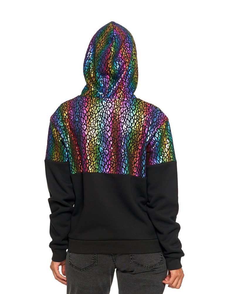 Bluzy - Damska bluza z kapturem ocieplana z motywem graficznym WIELOKOLOROWY - produkt moraj.pl 7
