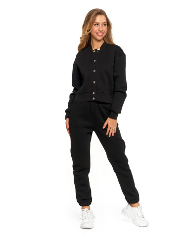 Bluzy - Damska bluza bomberka ocieplana z napami CZARNY - produkt 3