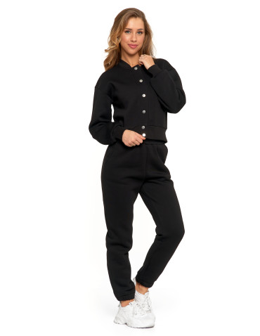 Bluzy - Damska bluza bomberka ocieplana z napami CZARNY - produkt 6