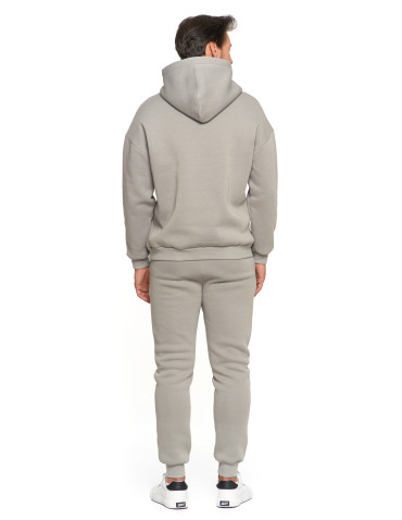 Bluzy - Męska bluza dresowa oversize z kapturem ocieplana SZARY - produkt 3