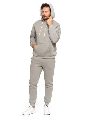 Bluzy - Męska bluza dresowana oversize z kapturem ocieplana SZARY - produkt 8