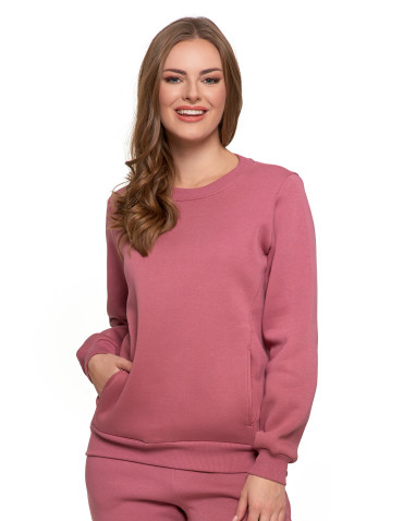 Bluzy - Damska bluza ocieplana z kieszeniami RÓŻOWY - produkt 1